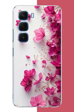 Infinix Hot 60-60i Uyumlu Fuşya Çiçek Esintisi Baskılı Silikon Kılıf