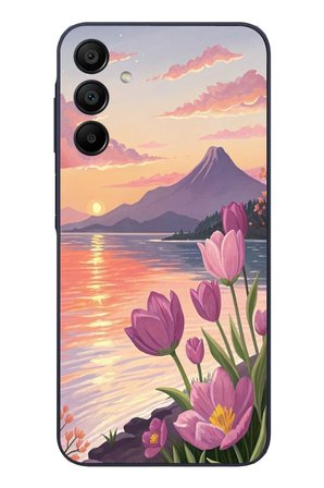 Samsung Galaxy A15 Uyumlu Çiçek Yağlı Boya Baskılı Silikon Kılıf