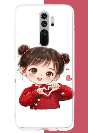 Redmi Note 8 Pro Uyumlu kawaii kalpli kız Baskılı Silikon Kılıf