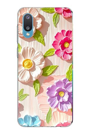Samsung Galaxy A02 Uyumlu Renkli Çiçek Bahçesi Baskılı Silikon Kılıf