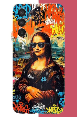 Samsung Galaxy M15 Uyumlu Mona Lisa Graffiti Baskılı Silikon Kılıf