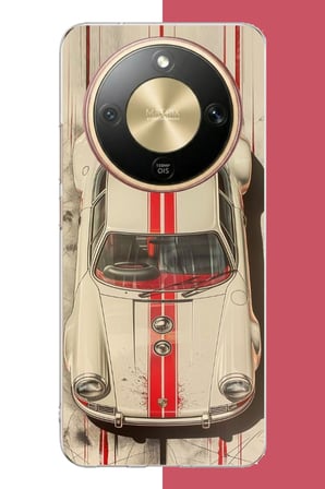 Honor Magic 8 Lite Uyumlu kırmızı çizgili porsche Baskılı Silikon Kılıf
