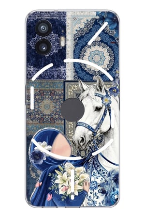 Nothing Phone (2) Uyumlu Geleneksel Motifli Beyaz At Baskılı Silikon Kılıf