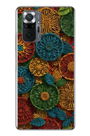 Redmi Note 10 Uyumlu Hasır Örgü Çiçekler Baskılı Silikon Kılıf