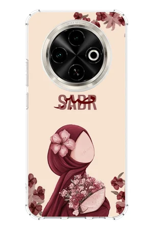 Tecno Spark 30C Uyumlu Bordür Çiçekli Sabır Yazılı Baskılı Silikon Kılıf