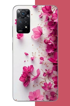 Redmi Note 11E Uyumlu Fuşya Çiçek Esintisi Baskılı Silikon Kılıf