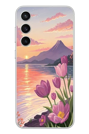 Samsung Galaxy S23 Fe Uyumlu Çiçek Yağlı Boya Baskılı Silikon Kılıf