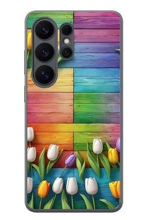 Samsung Galaxy S26 Ultra Uyumlu Renkli Laleler Baskılı Silikon Kılıf