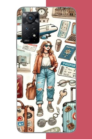 Redmi Note 11E Uyumlu vintage-travel Baskılı Silikon Kılıf