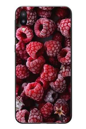 Samsung Galaxy M20 Uyumlu Ahududu Frambuaz Baskılı Silikon Kılıf