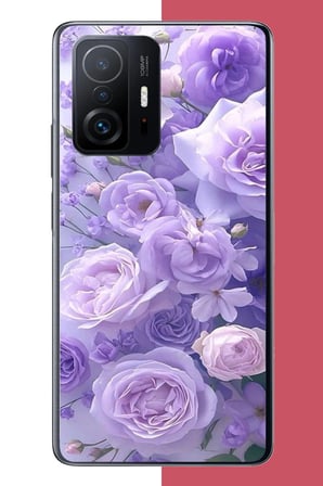 Xiaomi Mi 11T-11T PRO Uyumlu mor çiçek Baskılı Silikon Kılıf