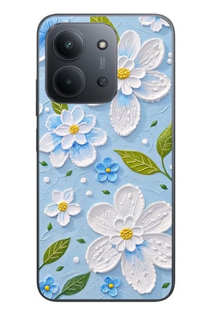 Redmi 15C Uyumlu Mavi Papatyalar Baskılı Silikon Kılıf