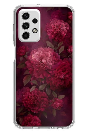 Samsung Galaxy A73 Uyumlu Vişne Renk Vintage Çiçek Desenli Baskılı Silikon Kılıf