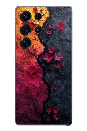 Samsung Galaxy S25 Ultra Uyumlu Yaprak Geçişkenliği Baskılı Silikon Kılıf