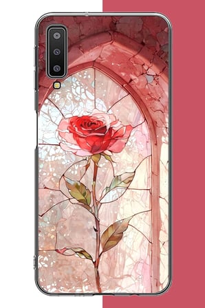 Samsung Galaxy A7 2018 Uyumlu pencereki gül Baskılı Silikon Kılıf