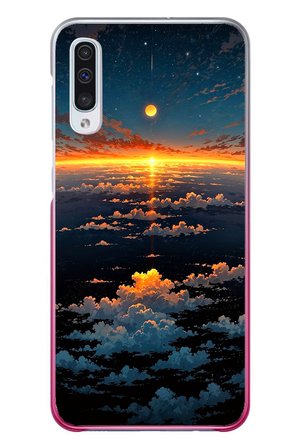 Samsung Galaxy A50 Uyumlu Gün Batımı ve Ay Baskılı Silikon Kılıf