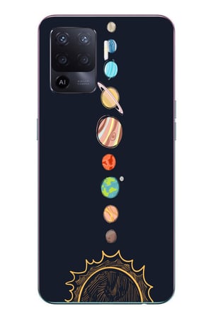Oppo Reno 5 Lite Uyumlu Gezegenler Baskılı Silikon Kılıf