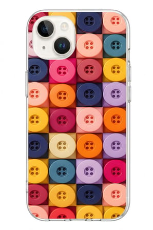 İphone 13/14 Uyumlu Renkli Düğmeler Baskılı Silikon Kılıf