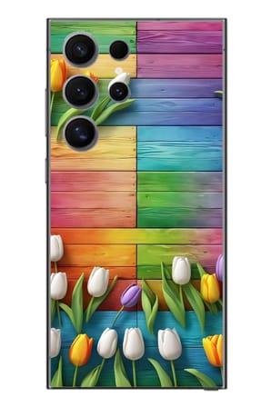 Samsung Galaxy S24 Ultra Uyumlu Renkli Laleler Baskılı Silikon Kılıf