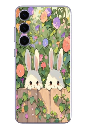 Samsung Galaxy S24 Plus Uyumlu Tavşan Kardeşler Baskılı Silikon Kılıf