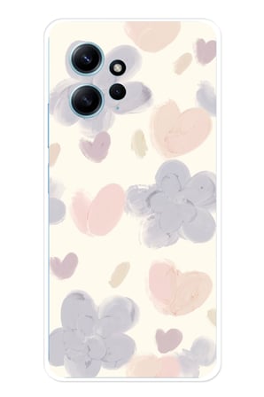 Redmi Note 12 4G Uyumlu Pastel Boya Bahçesi Çiçek ve Kalp Baskılı Silikon Kılıf