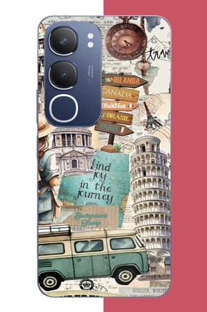 Vivo Y19s Uyumlu Travel2 Baskılı Silikon Kılıf