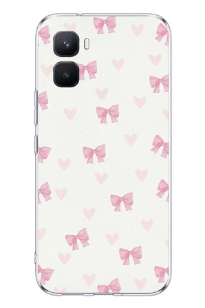 İnfinix GT 50 Pro Uyumlu Fiyonklar ve Pembe Kalpler Baskılı Silikon Kılıf