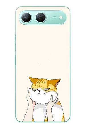 Tecno Spark 40 5G Uyumlu Sarı Kedi Yanakları Baskılı Silikon Kılıf