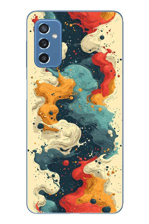 Samsung Galaxy M52 Uyumlu Ahenkli Boya İzleri Baskılı Silikon Kılıf
