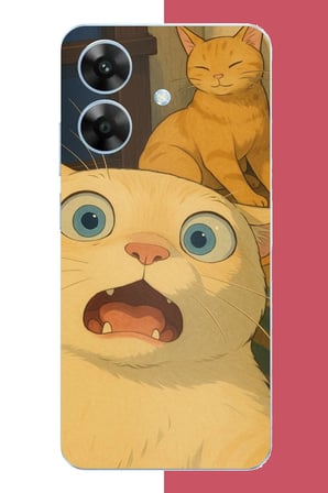 Realme Note 60 Uyumlu şaşkın kedi Baskılı Silikon Kılıf