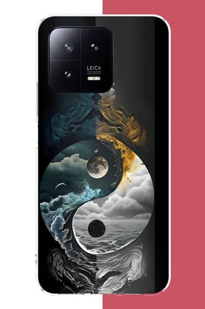 Xiaomi Mi 13 Uyumlu Yin Yang: Gece ve Gündüz Baskılı Silikon Kılıf
