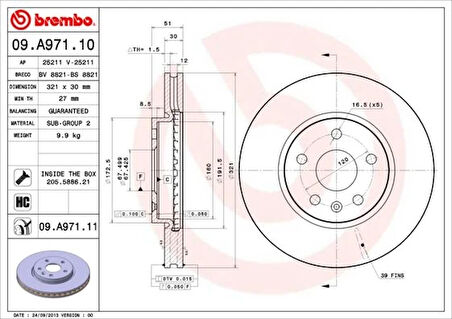 ÖN FREN AYNASI INSIGNIA A 2008 SAAB 9-5 YS3G 2010-2017 JANT 321X30X5DLXHAVALI 13502214-569422 13579150 569083 13502214 569422