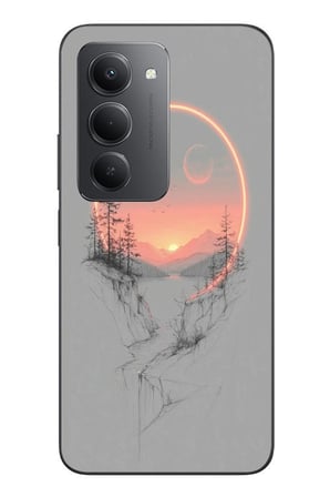 Redmi 15 Uyumlu Günbatımı Mermer Desenli Baskılı Silikon Kılıf