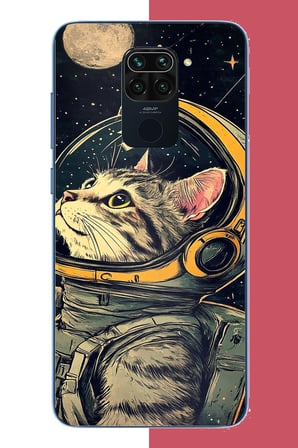 Redmi Note 9 Uyumlu astronot kedi Baskılı Silikon Kılıf