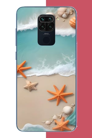 Redmi Note 9 Uyumlu turuncu deniz yıldızı Baskılı Silikon Kılıf
