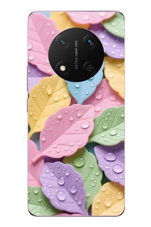 Honor Magic 7 Lite Uyumlu Pastel Damlalıklı Yapraklar Baskılı Silikon Kılıf
