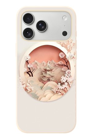 İphone 17 Pro Max Uyumlu Manzar Retro Yuvarlak Baskılı Silikon Kılıf