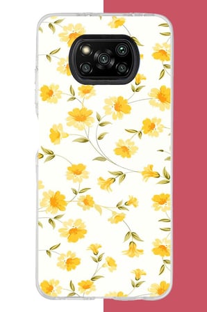Poco X3-X3 PRO-NFC Uyumlu sarı çiçek pattern Baskılı Silikon Kılıf