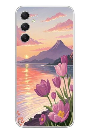 Samsung Galaxy A34 Uyumlu Çiçek Yağlı Boya Baskılı Silikon Kılıf