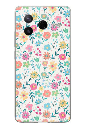 Poco F7 Pro Uyumlu Dekoratif Çiçekler Baskılı Silikon Kılıf