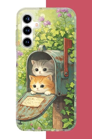 Samsung Galaxy A35 Uyumlu posta kutusundaki kedi Baskılı Silikon Kılıf