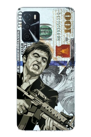 Oppo A16 - A54 - A55 Uyumlu Scarface Dolar Tasarımlı Baskılı Silikon Kılıf