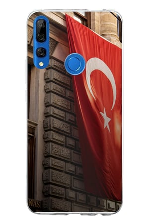 Huawei Y9 Prime (2019) Uyumlu Dev Türk Bayrağı Baskılı Silikon Kılıf