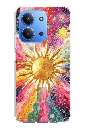 Redmi 15C Uyumlu Psikedelik Galaksi ve Güneş Desenli Baskılı Silikon Kılıf