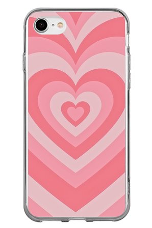iPhone 6 - 6S Uyumlu Pembe Kalpler Baskılı Silikon Kılıf