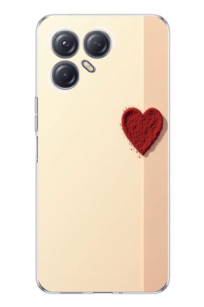 Tecno Pova 7 ULTRA 5G Uyumlu Krem Zeminli Kırmızı Kalp Baskılı Silikon Kılıf