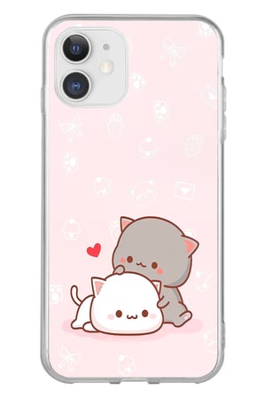 iPhone 11 Uyumlu Sevimli ve Remontik Kediler Baskılı Silikon Kılıf