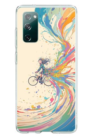Samsung Galaxy S20 FE Uyumlu Rengarenk Bisikletli Kız Baskılı Silikon Kılıf