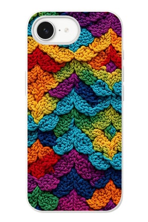 İphone 16e Uyumlu Renkli Örgüler Baskılı Silikon Kılıf