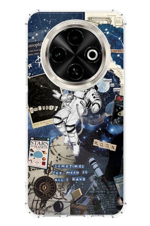 Tecno Spark 30C Uyumlu Retro Astronot Tasarımlı Baskılı Silikon Kılıf